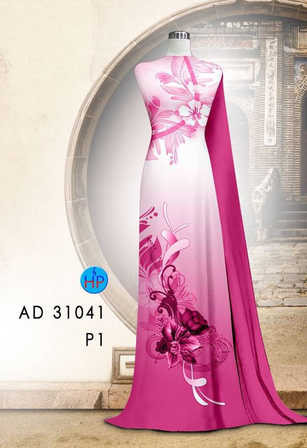 Vải Áo Dài Hoa In 3D AD 31041 50
